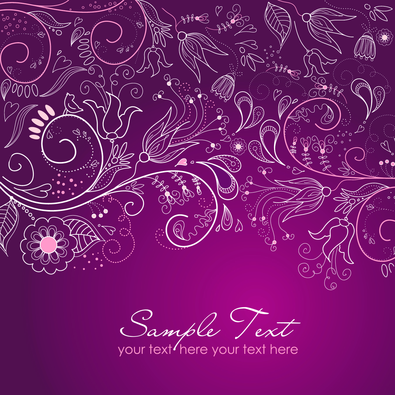 hand drawn purple floral backgrounds vector