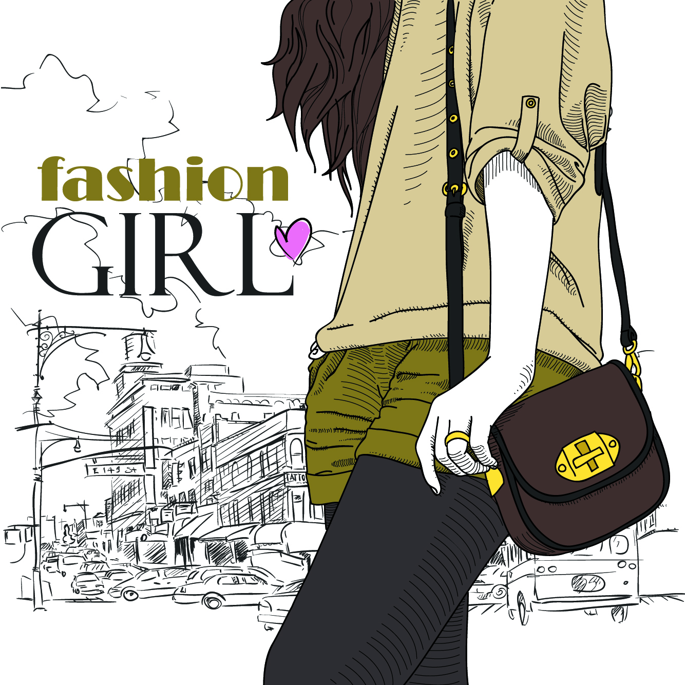 set of different fashion girl vector