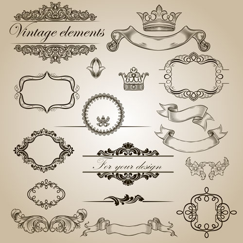 vintage calligraphic and decoration borders vector