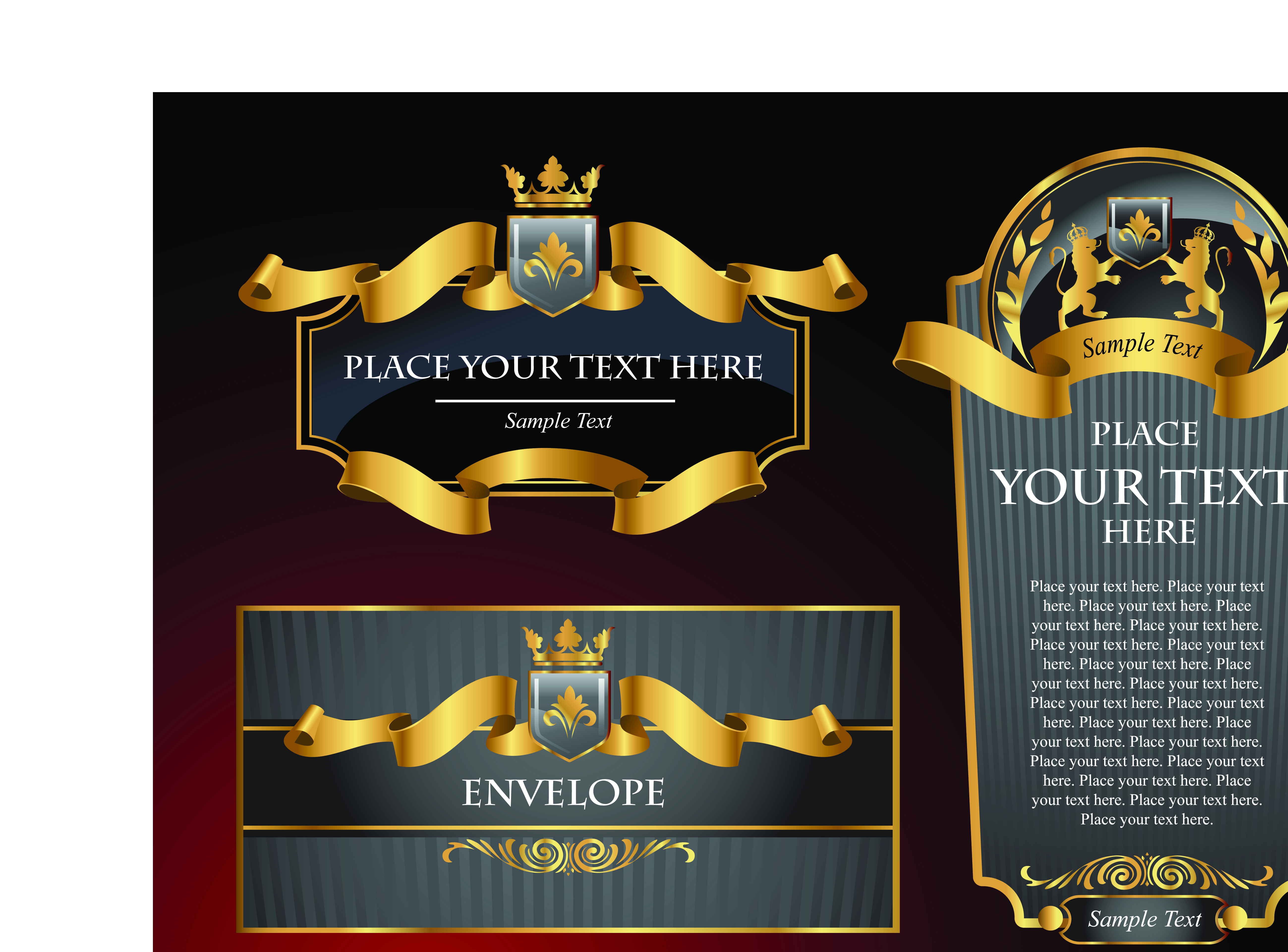 luxurious black and gold labels vector