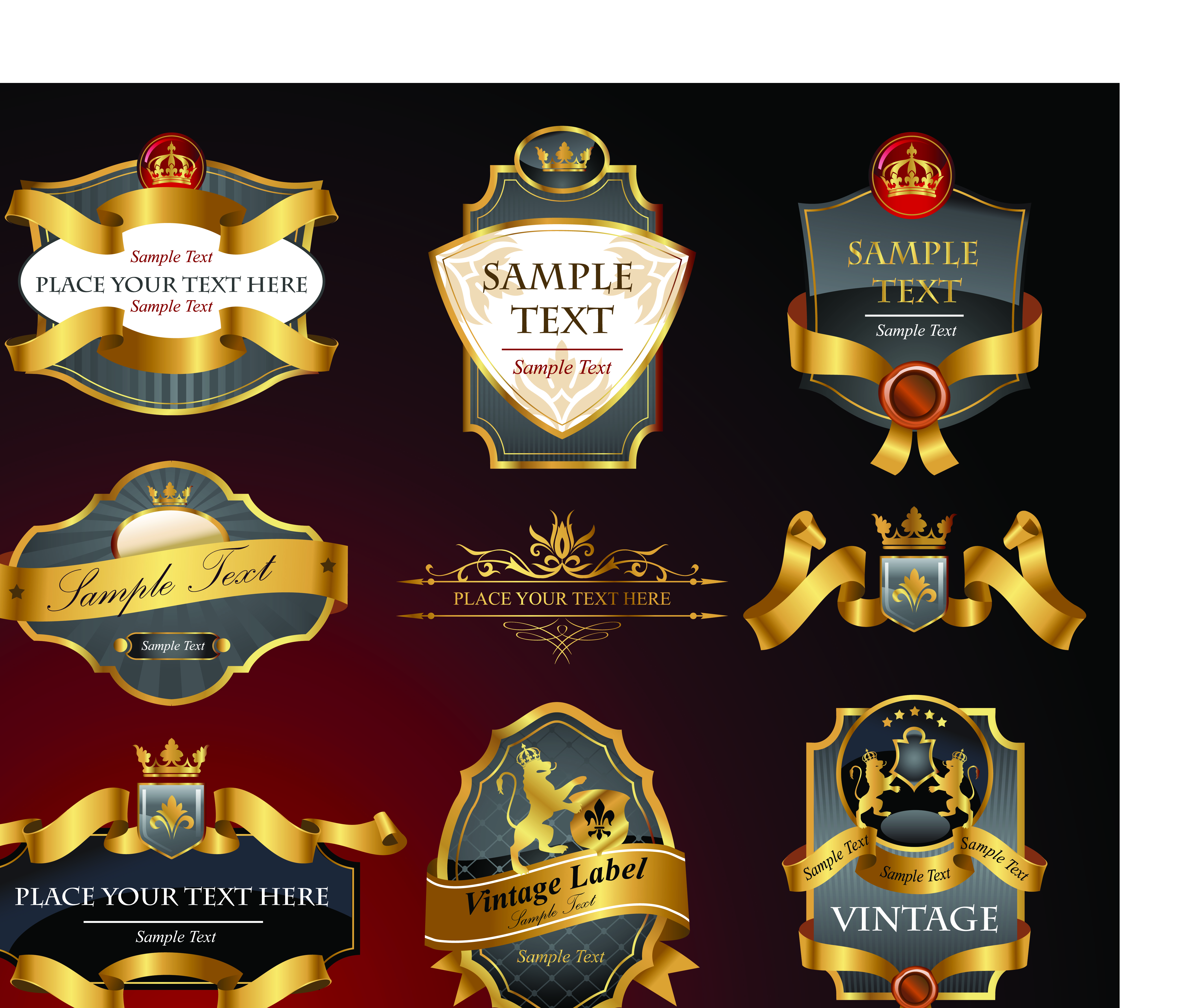 luxurious black and gold labels vector