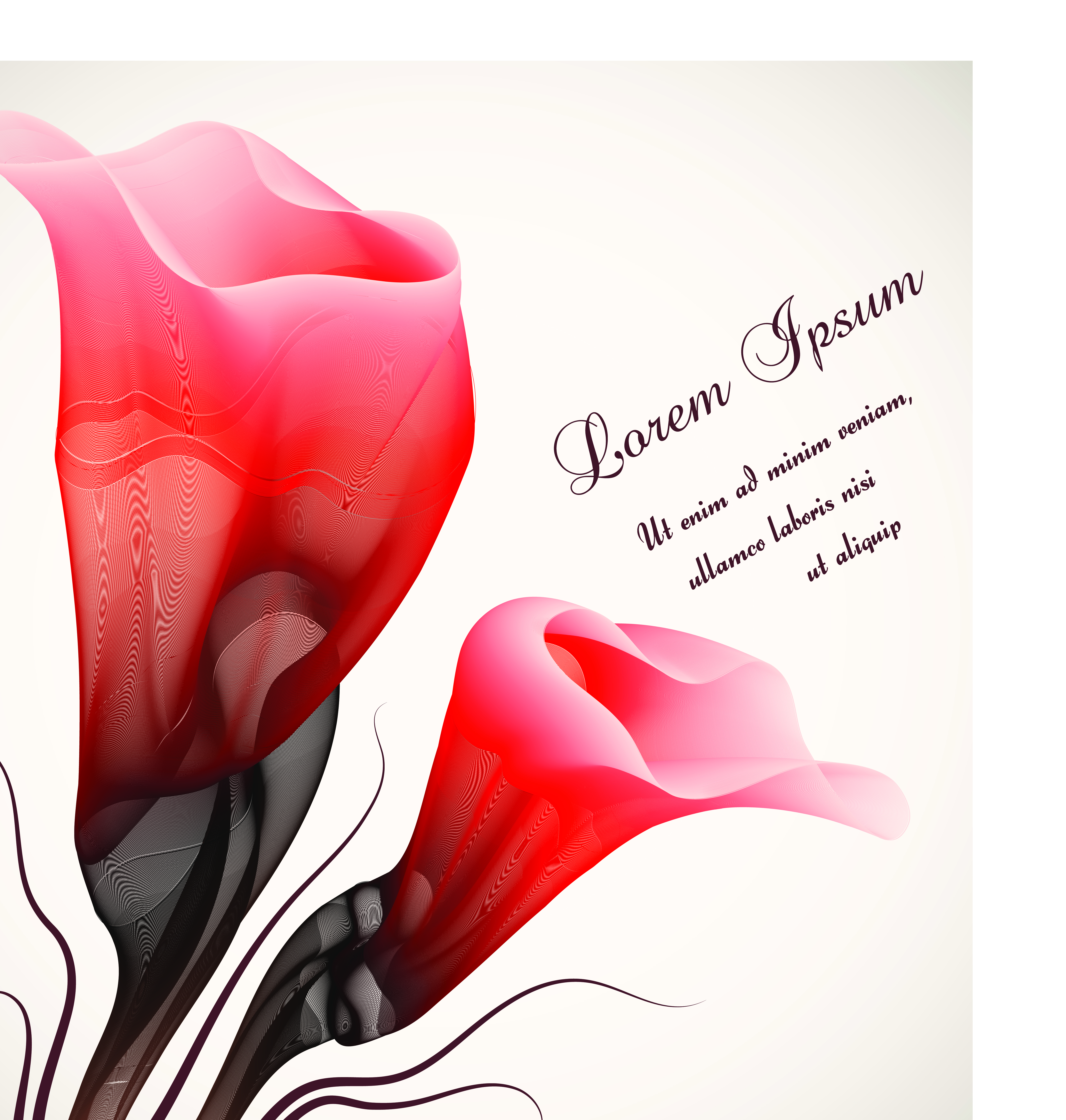 set vector of romantic flowers art