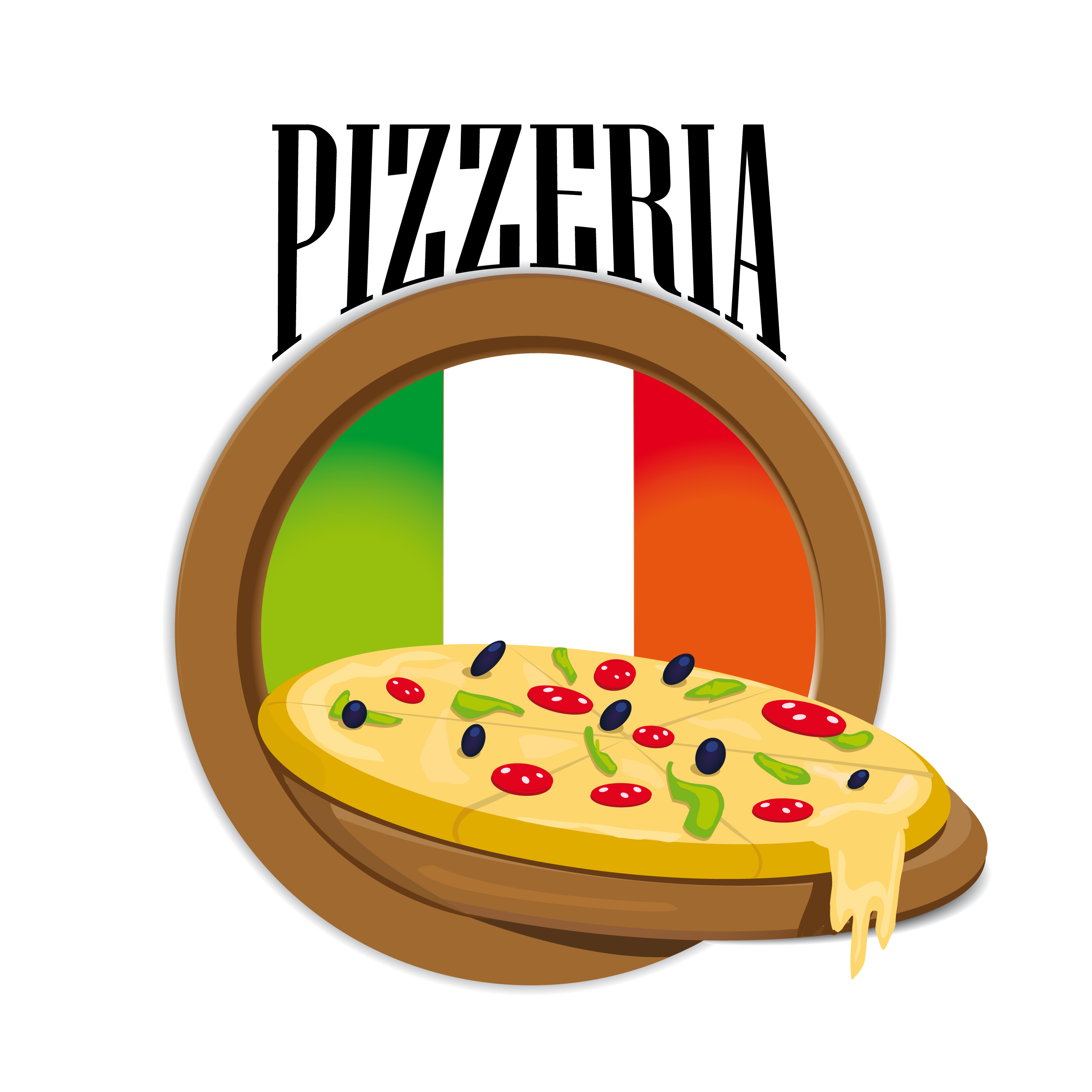 vector pizza elements art set