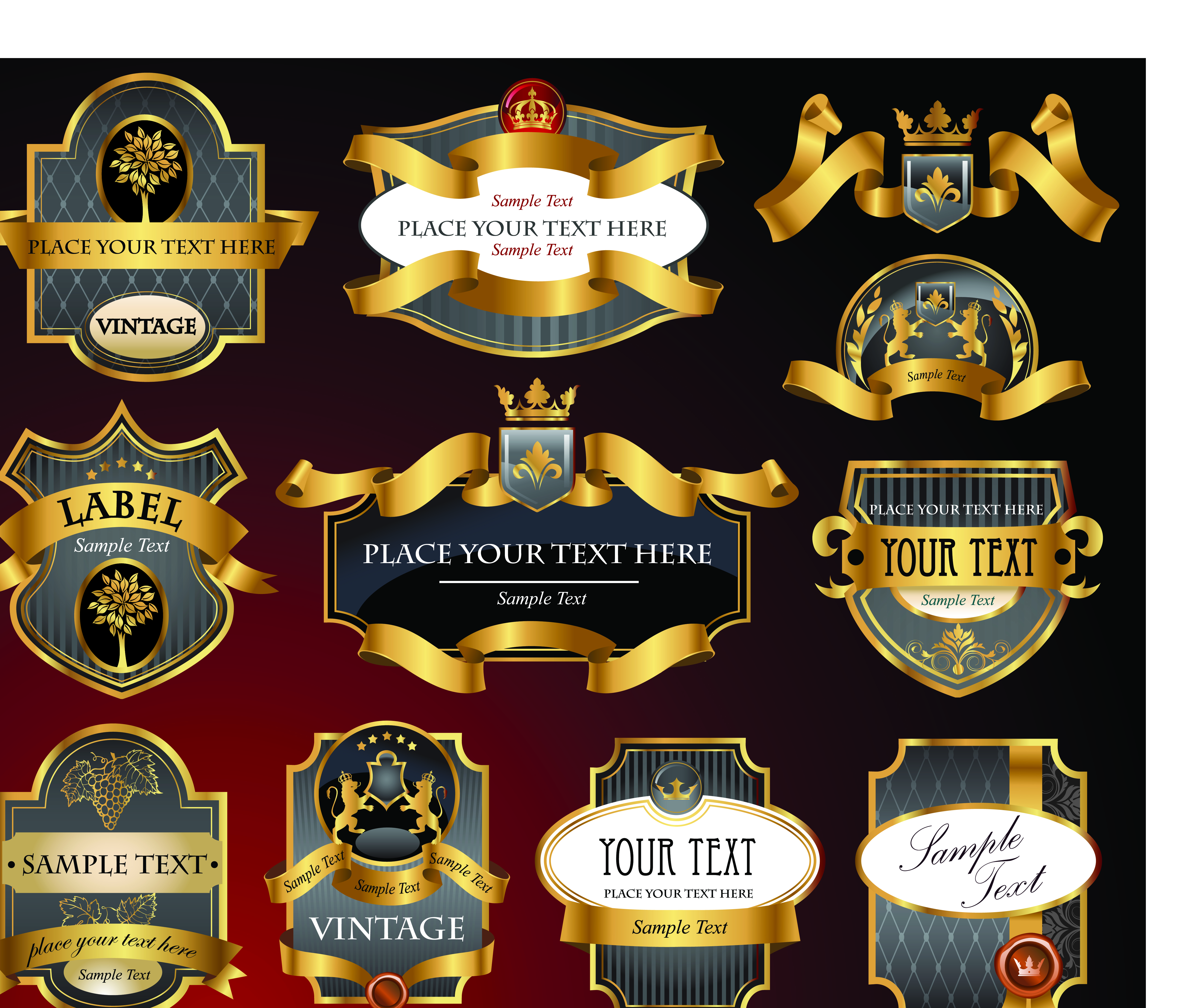 luxury of black and gold labels vector