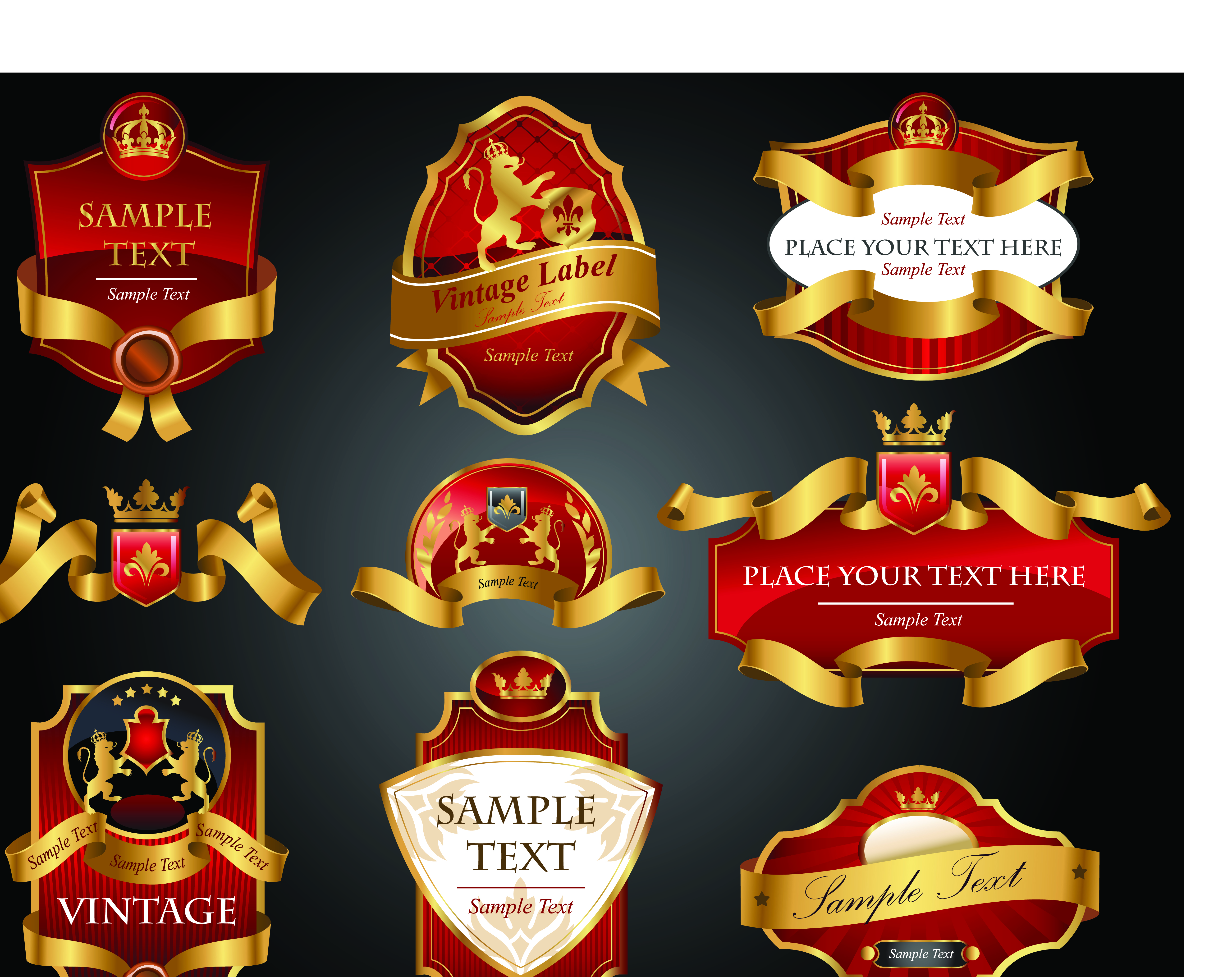 luxury of black and gold labels vector