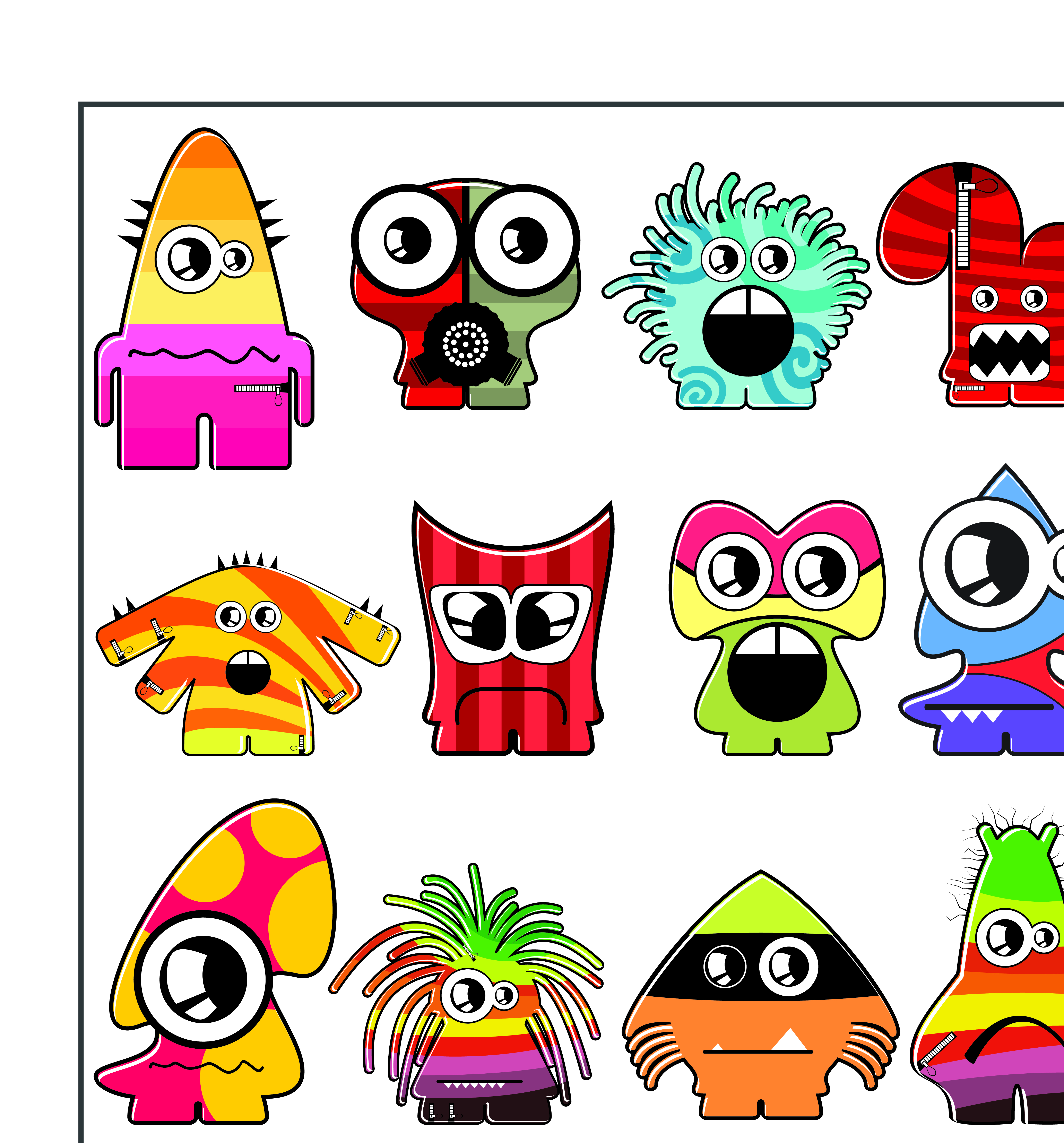 vector of funny cartoon monsters