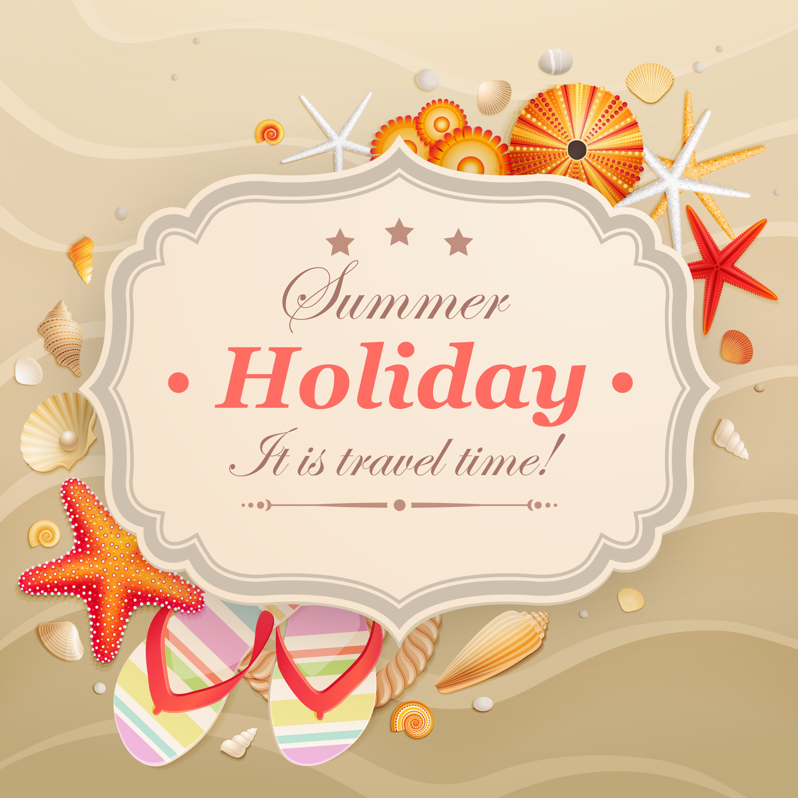 set of summer holidays elements vector background