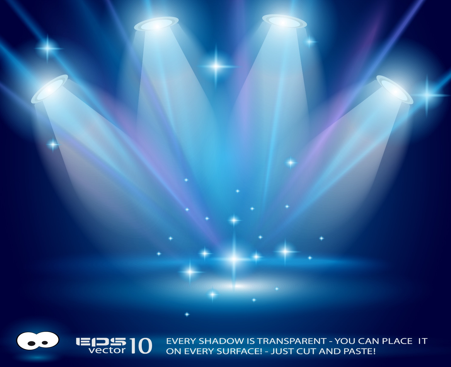 set of blue spotlights background vector