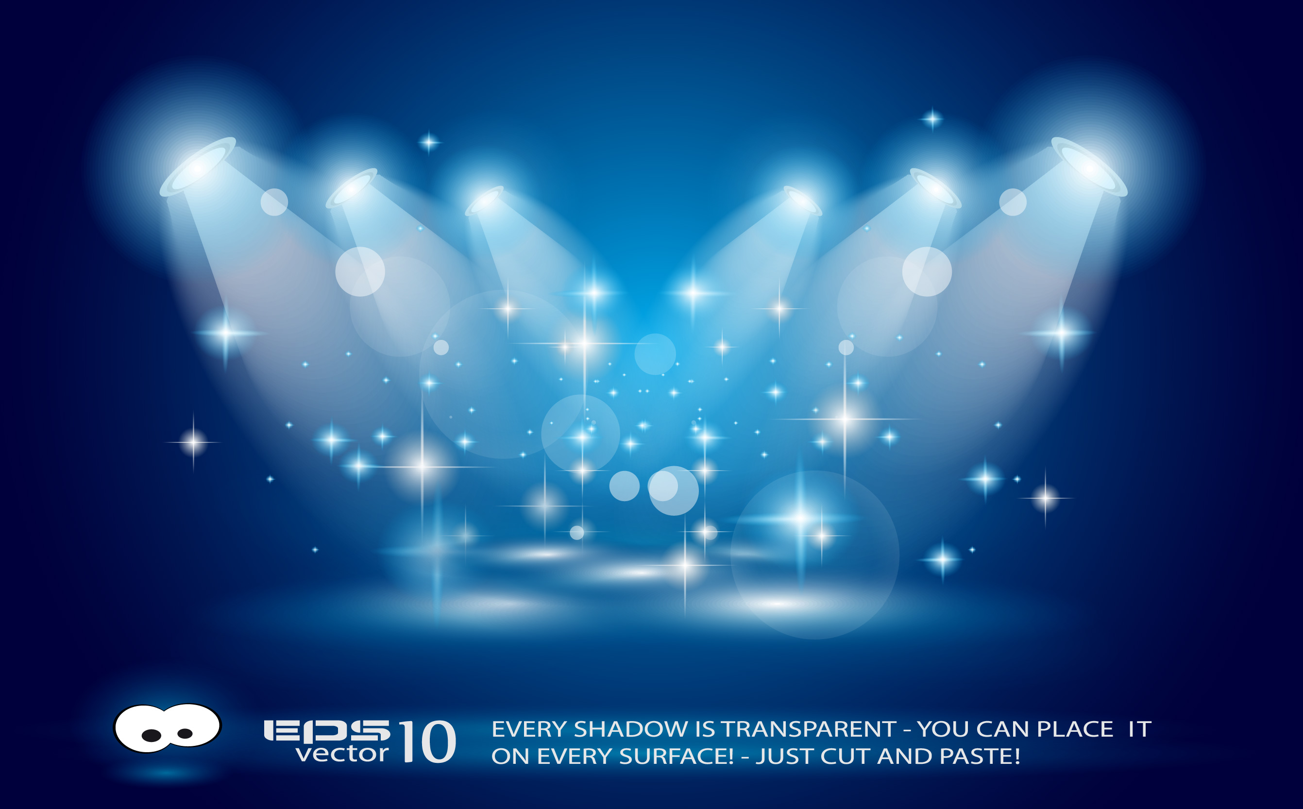 set of blue spotlights background vector