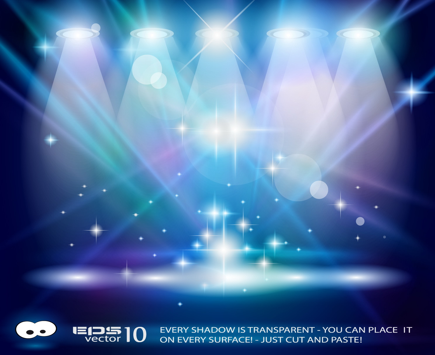 set of blue spotlights background vector