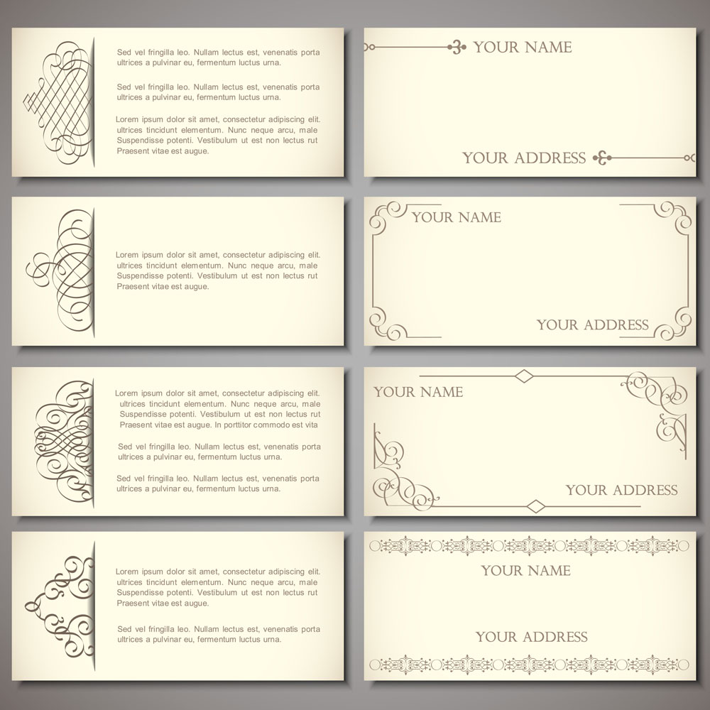 set of vintage business card design vector