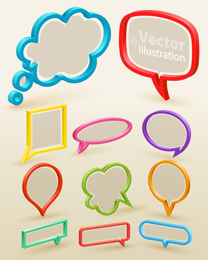 set of cute speech bubbles vector