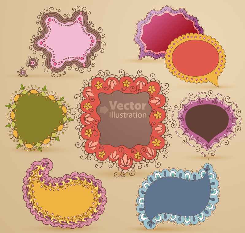 set of cute speech bubbles vector