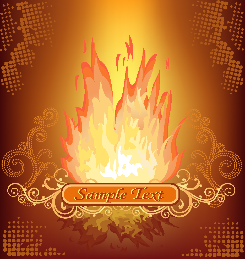 set of abstract fire vector background