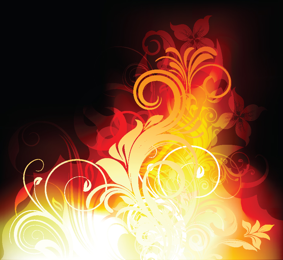 set of abstract fire vector background