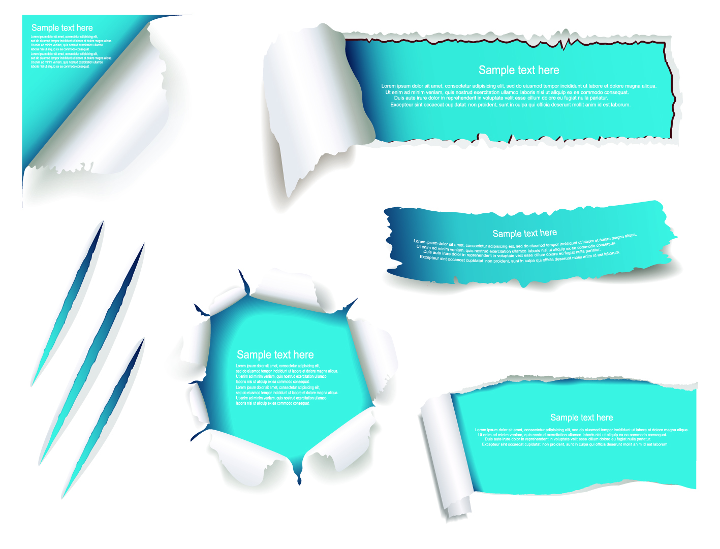 ripped paper elements vector background