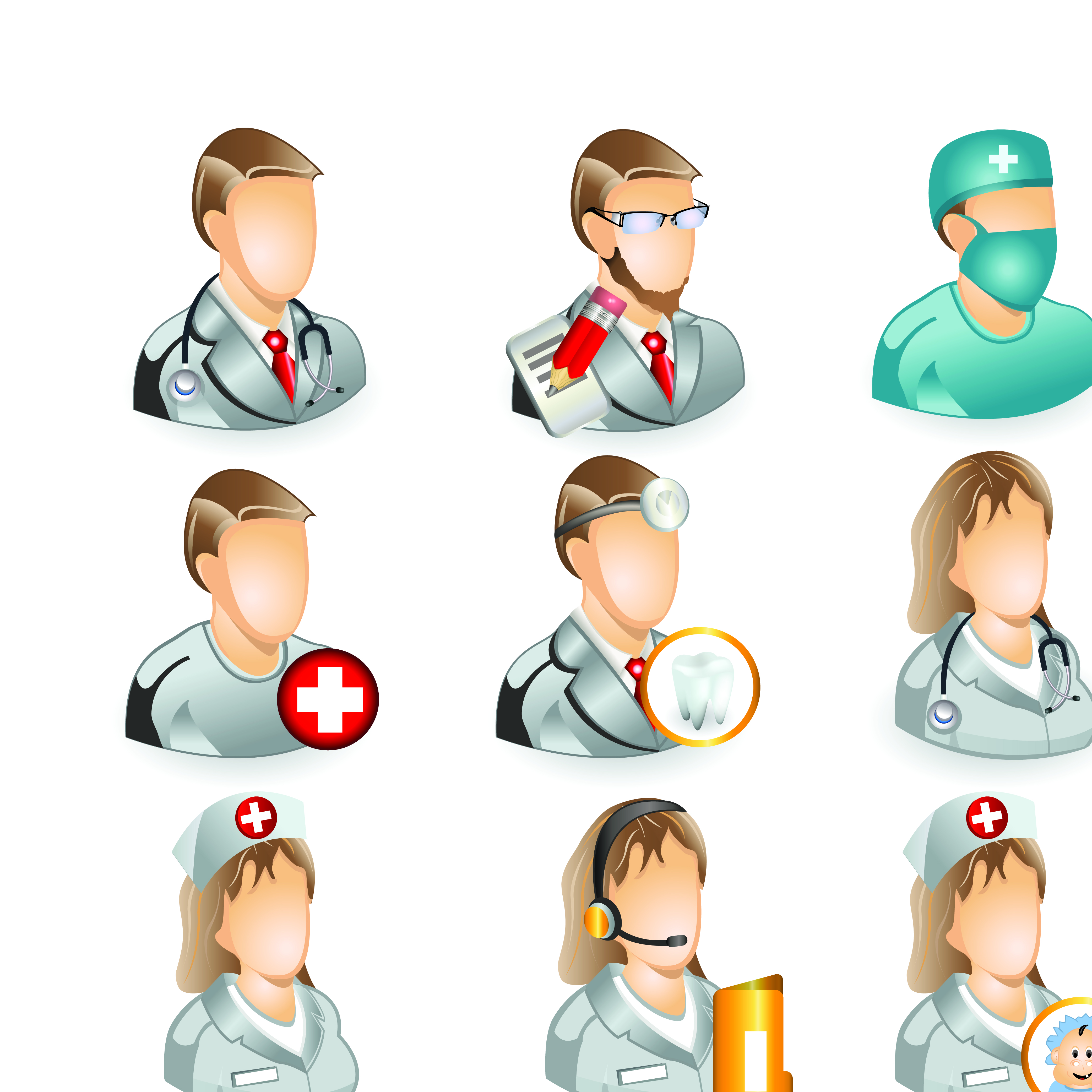 set of medicine elements icons vector