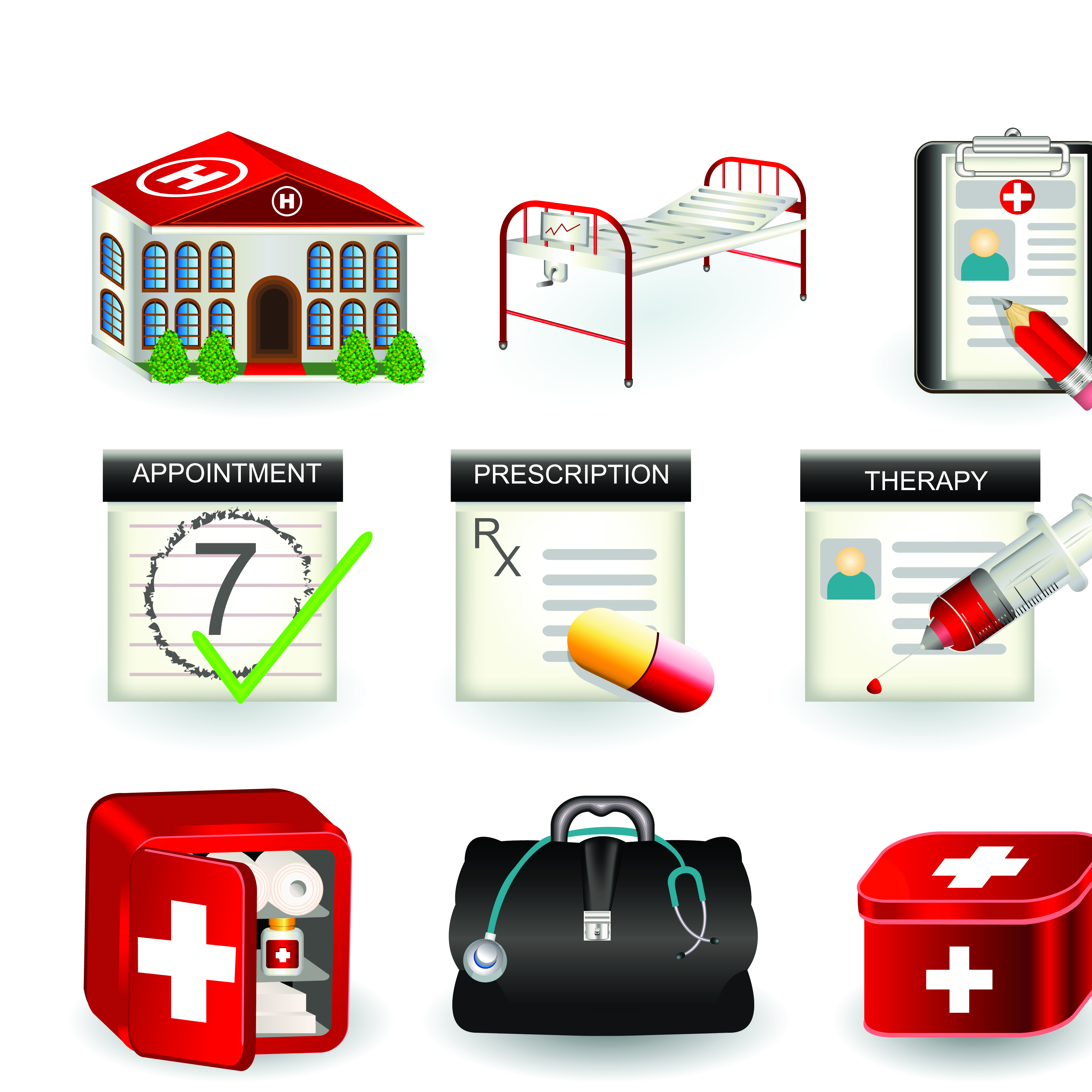 set of medicine elements icons vector