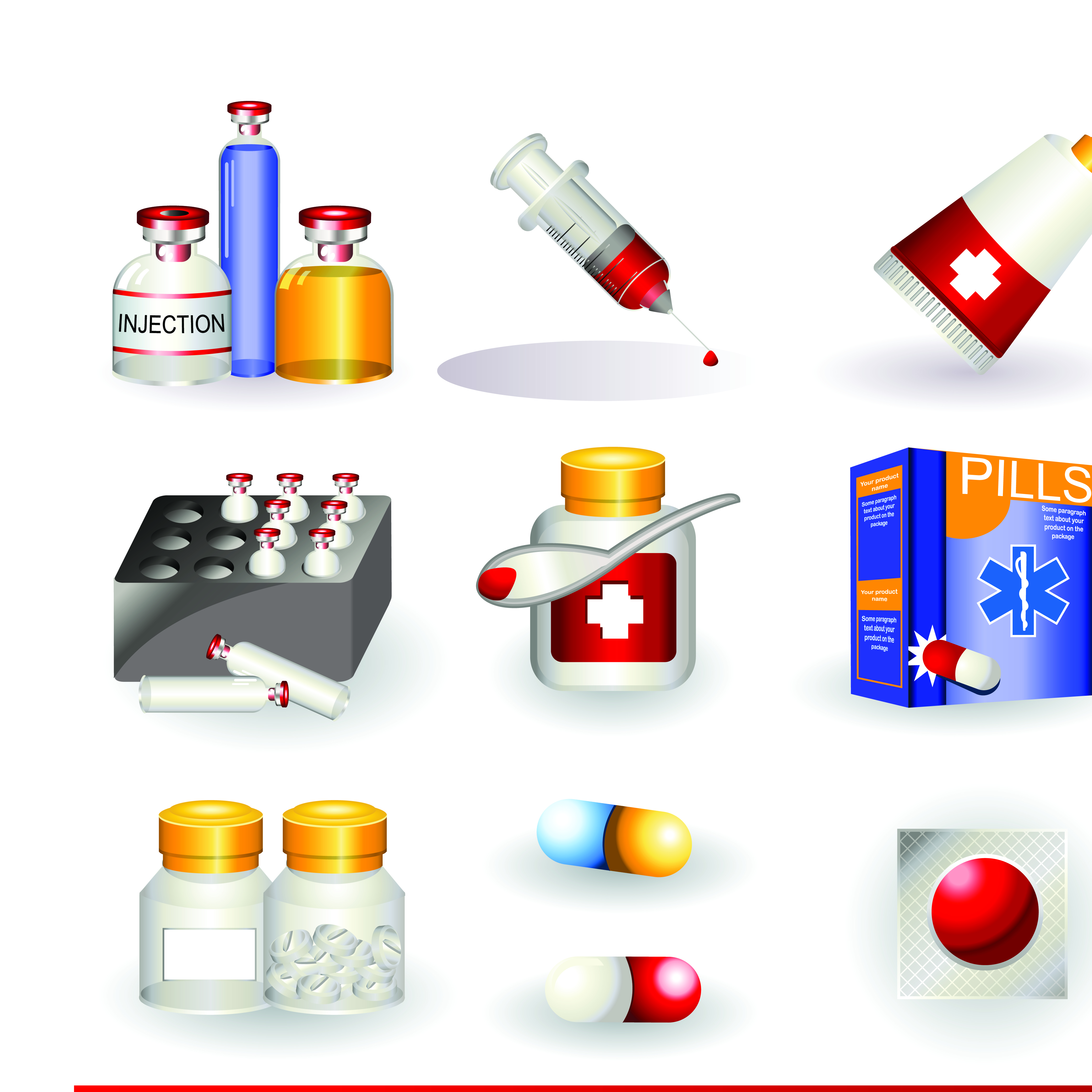 set of medicine elements icons vector