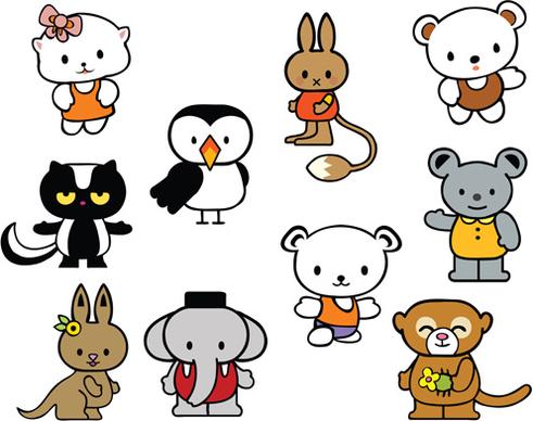 various cartoon animals vector set