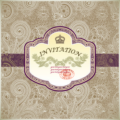 vintage floral invitations vector