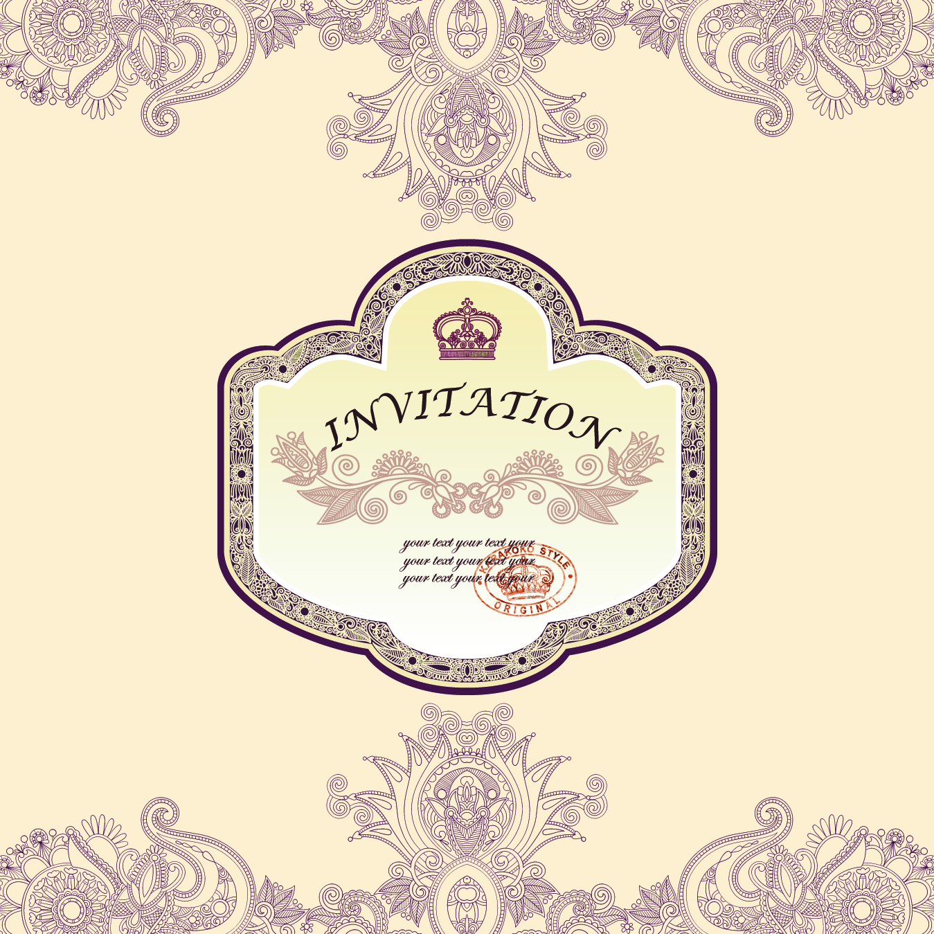 vintage floral invitations vector