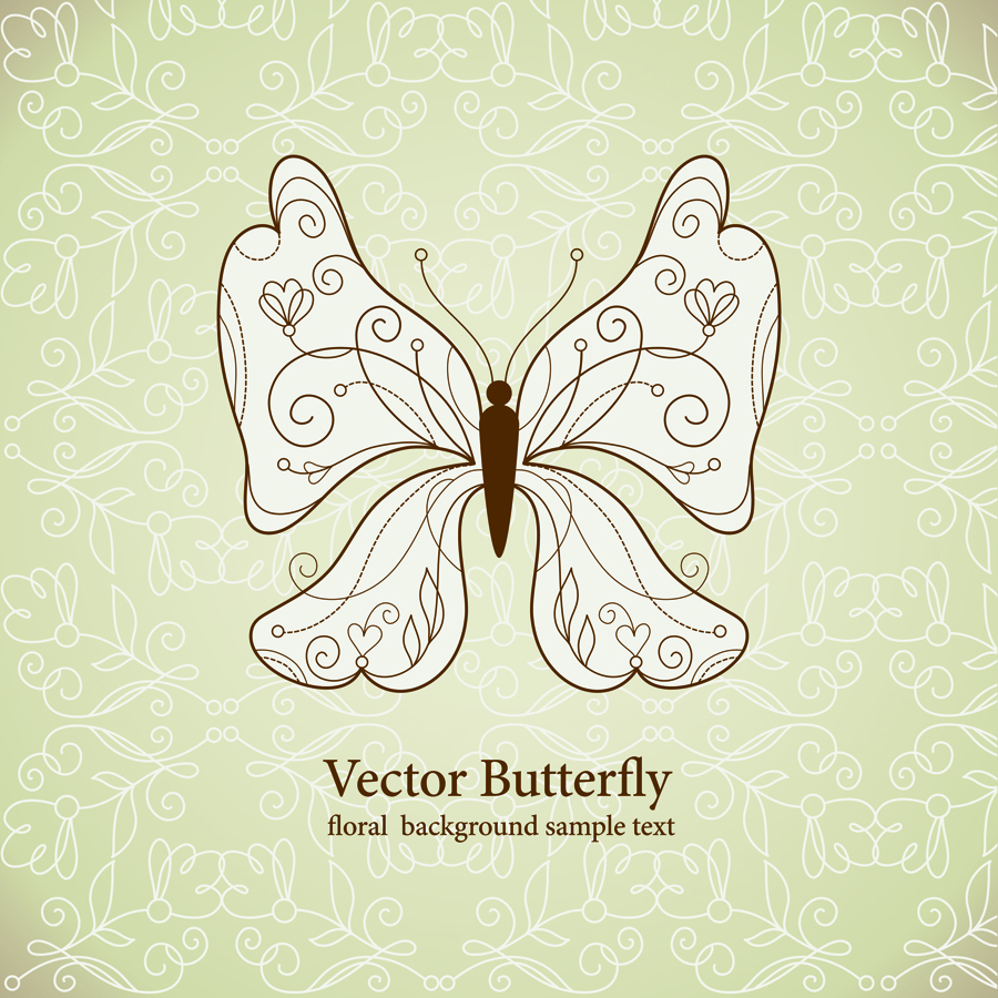 set of butterfly vector