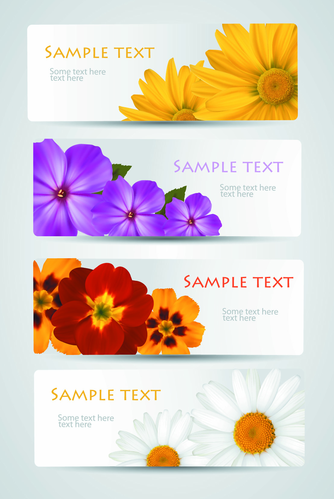 with flowers cards vector template