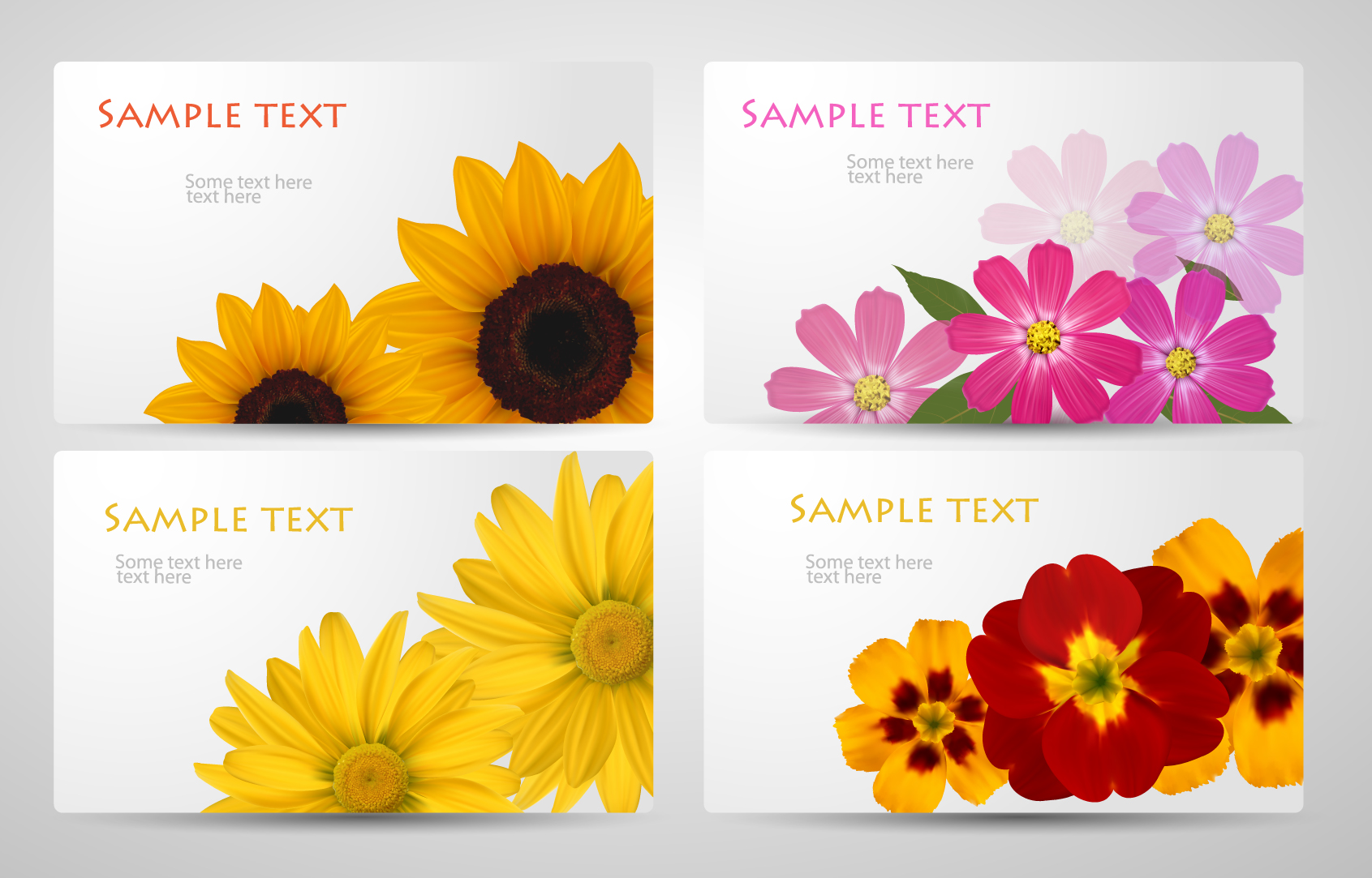 with flowers cards vector template