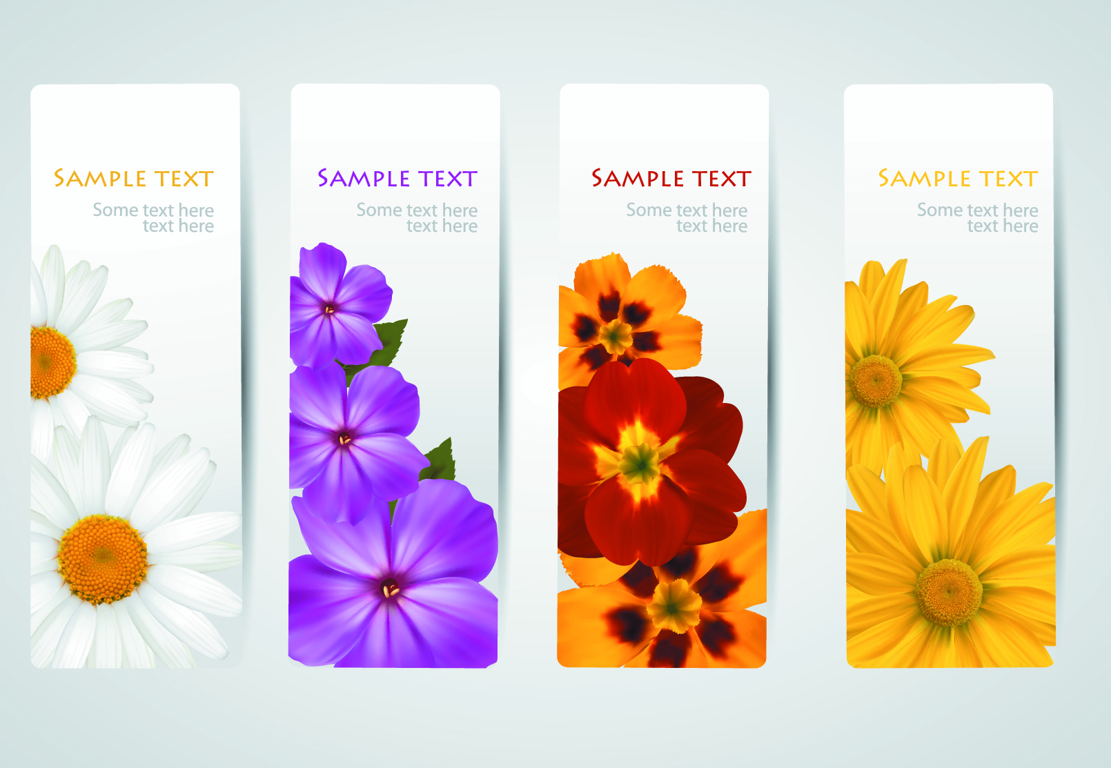 with flowers cards vector template