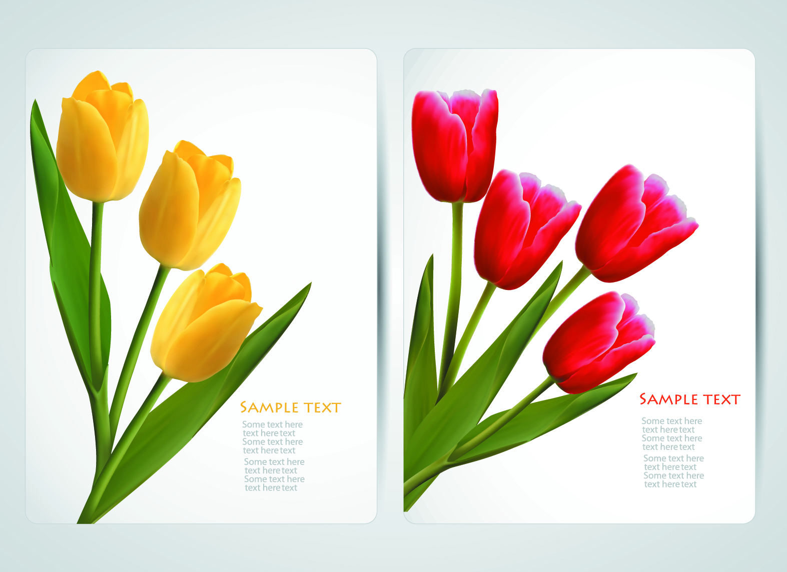 with flowers cards vector template