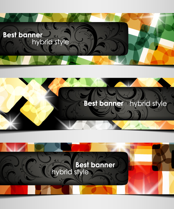 set of hybrid style vector banner