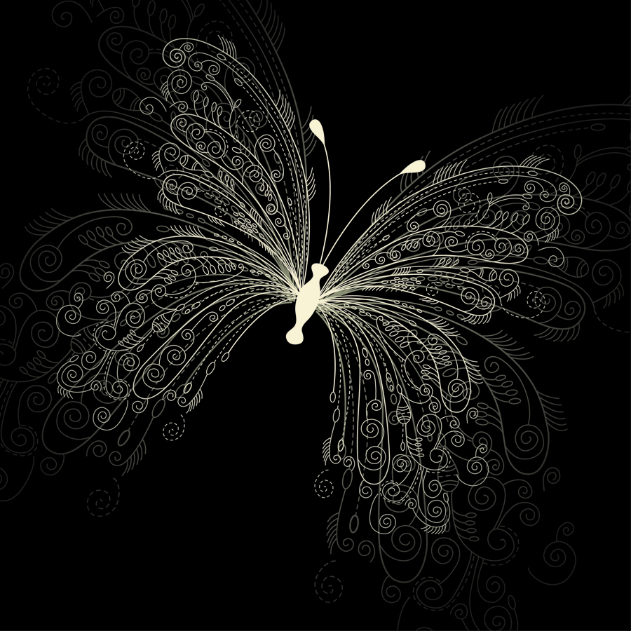 set of butterfly vector