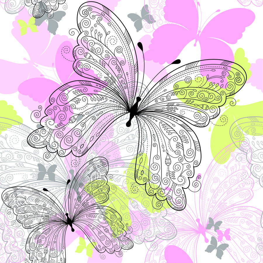 set of butterfly vector