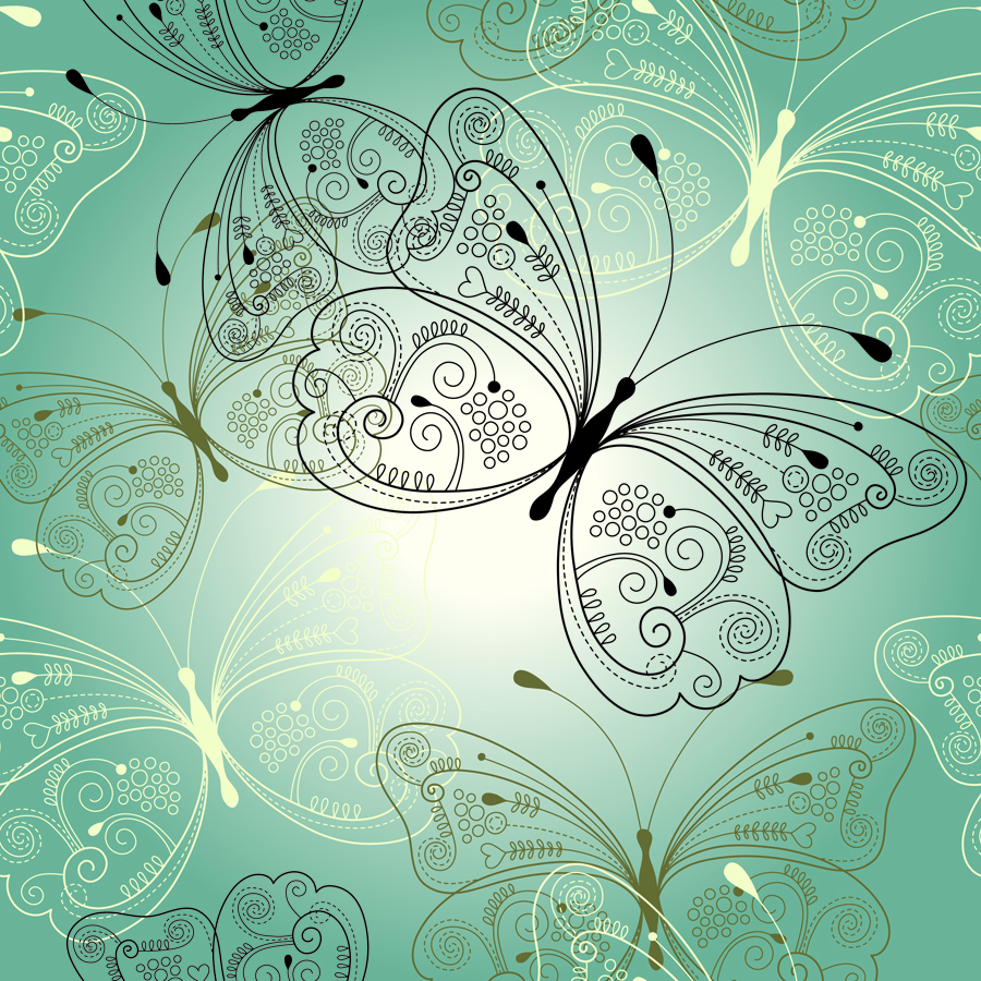 set of butterfly vector