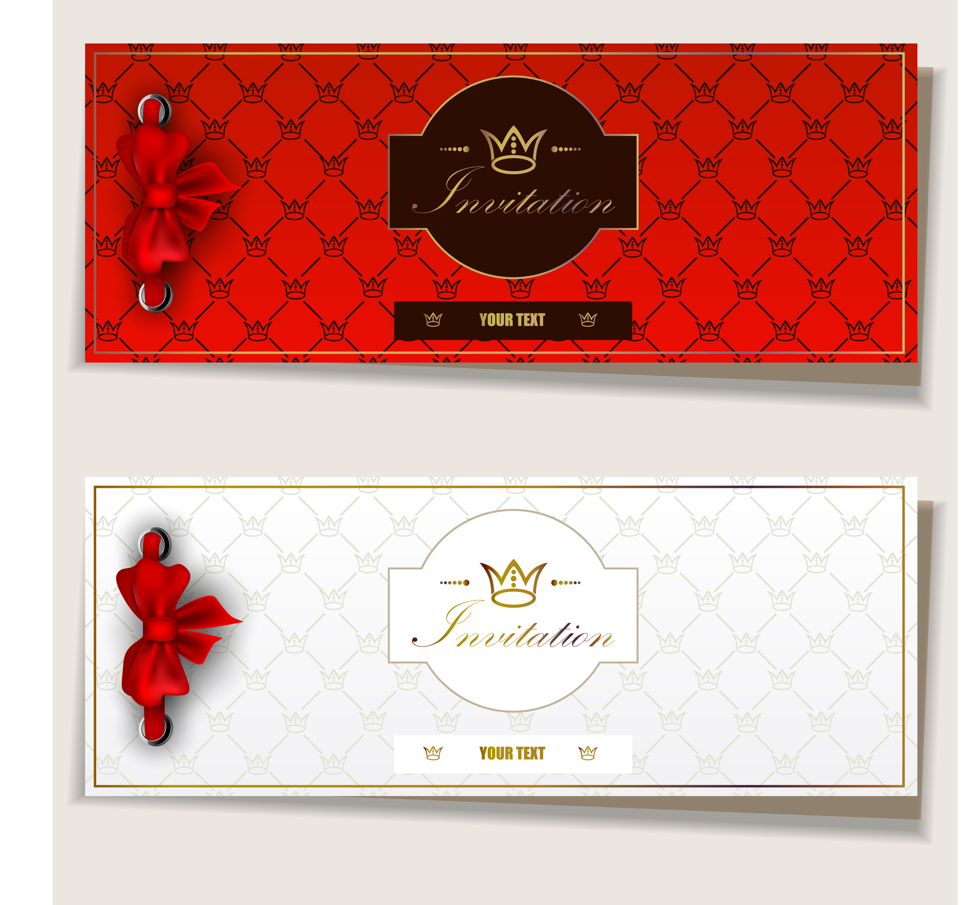 red bow label cards vector