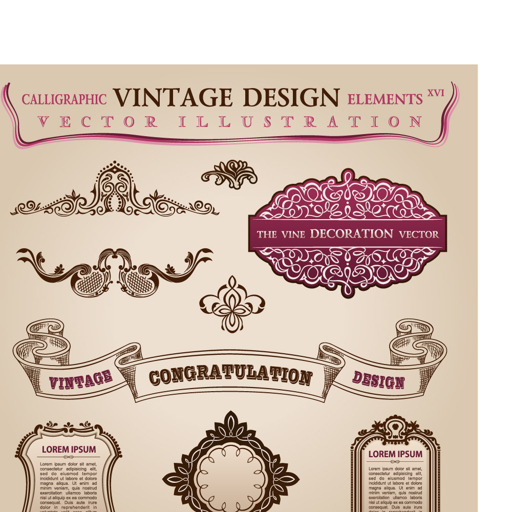 vintage classic borders vector