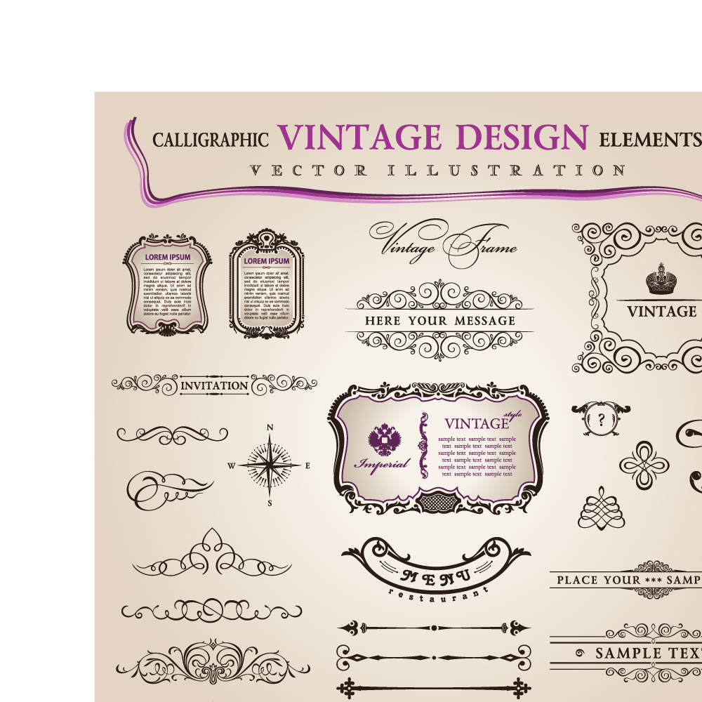 vintage classic borders vector