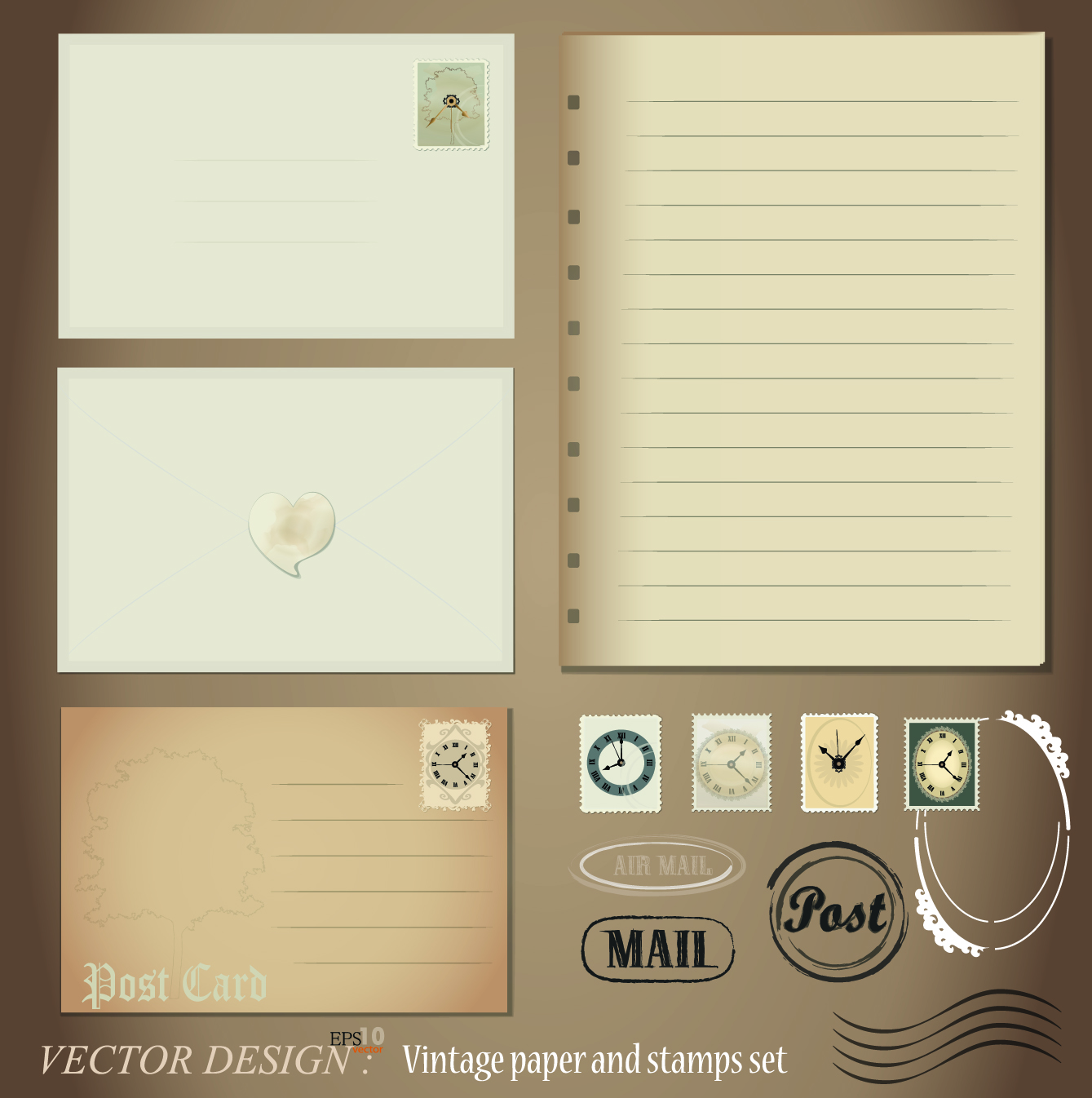 vintage stationery stamp and envelope free vector 2