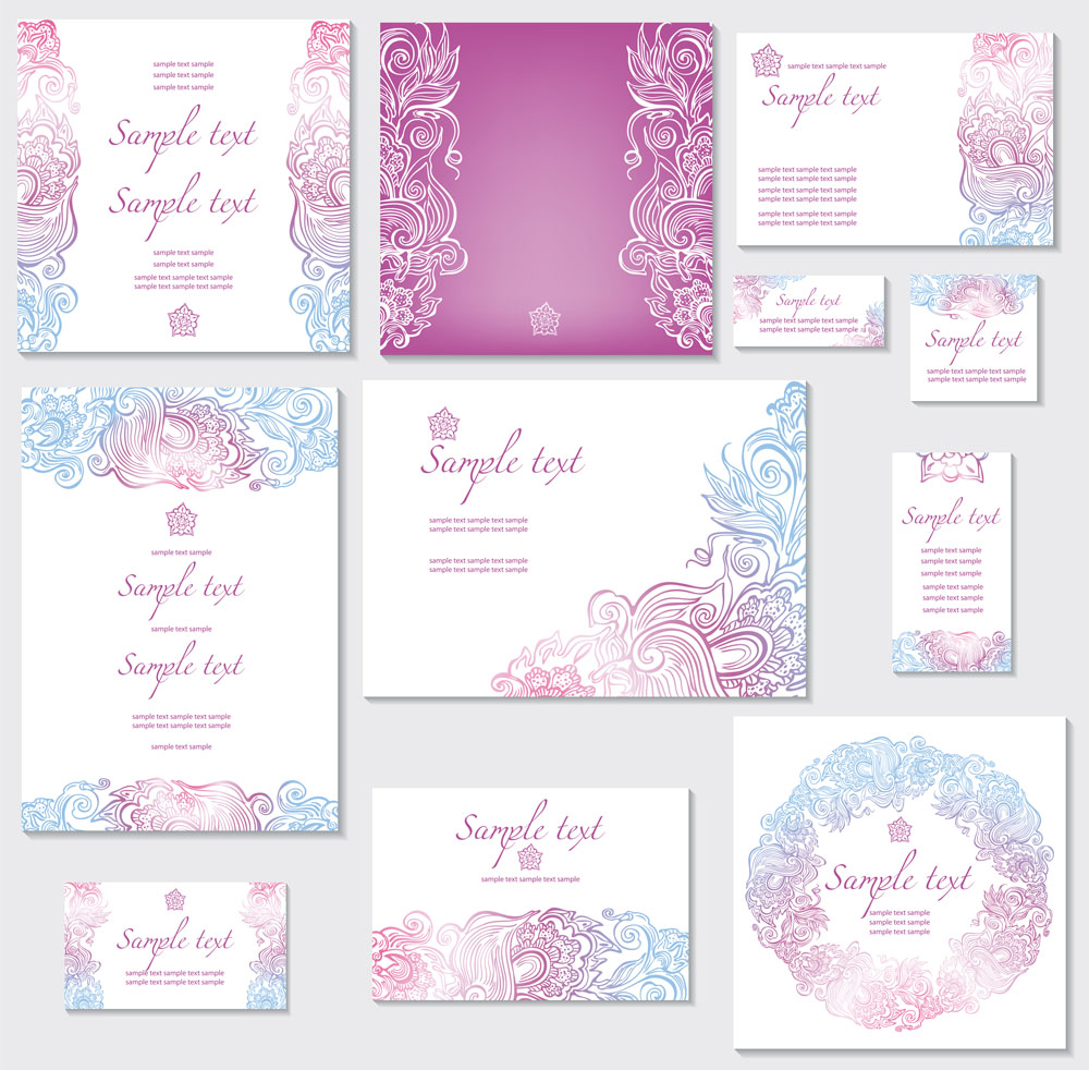 light color decorative pattern cards vector