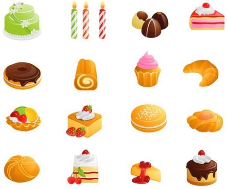 party design elements confectioneries candle icons multicolored 3d