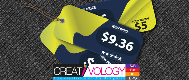 sales tag templates modern rectangular yellow blue design