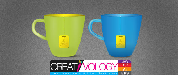 tea cup background 3d object icons colored decor