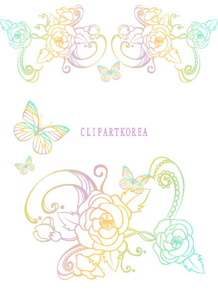 Multi-style lace flowers and butterfly Vector material