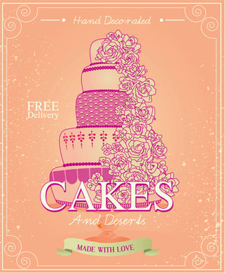 vintage birthday cake background art vector