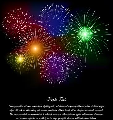 realistic fireworks colored background vector graphics