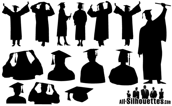 graduation figures silhouette design vector