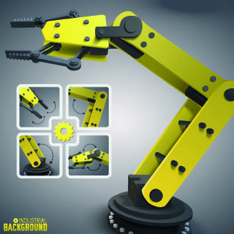 vector robotic arm industrial background set