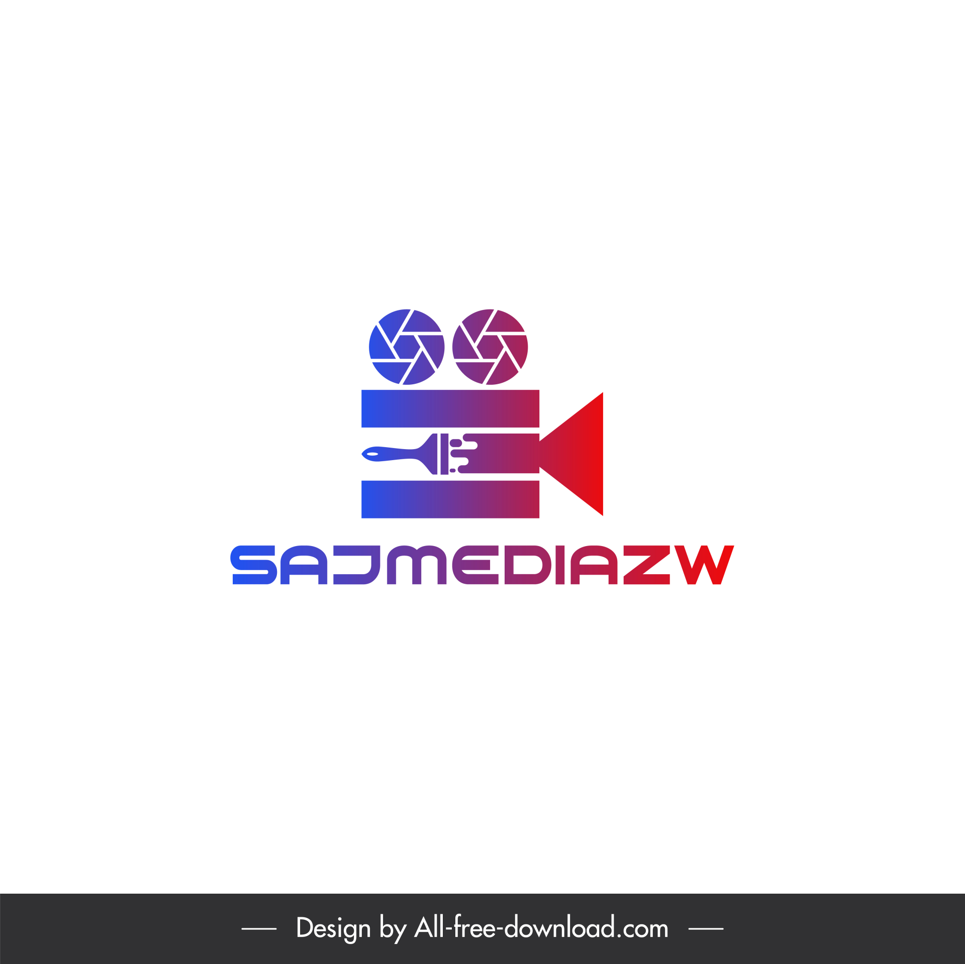 sajmediazw logo gradient color film camera flat texts sketch  