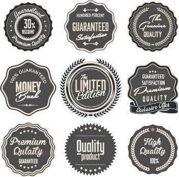 quality label with badge vintage style vector